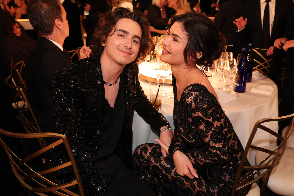 Kylie Jenner and Timothée Chalamet Wore Coordinating Black, Sparkly Outfits at the 2024 Golden Globes