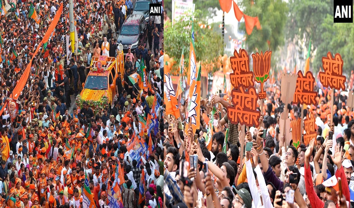 Lok Sabha Election: कल नामांकन, आज शक्ति प्रदर्शन, Varanasi में PM Modi का भव्य रोड शो, स्वागत में लगे नारे