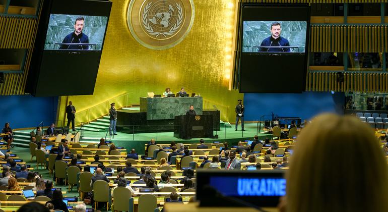 UNGA79: ‘युद्धभूमि पर नहीं जीत सकता है रूस, दूसरे ज़रियों से यूक्रेनी नागरिकों को तबाह करने की कोशिश’