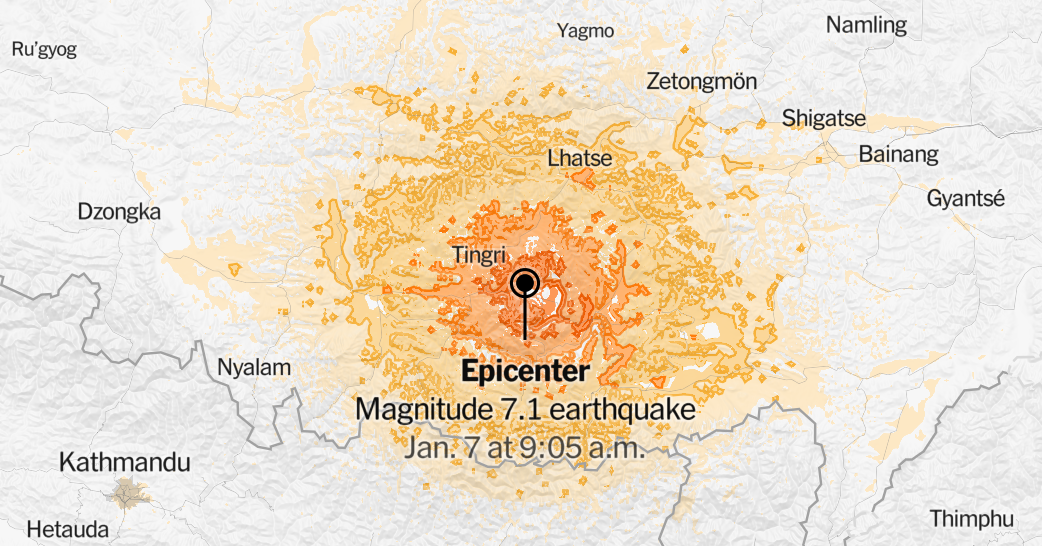 7.1-Magnitude Earthquake Strikes China’s Tibet Region Near Nepal Border